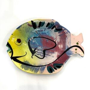 VTG Jim Rice Salad Fish Bowl Studio Art Signed